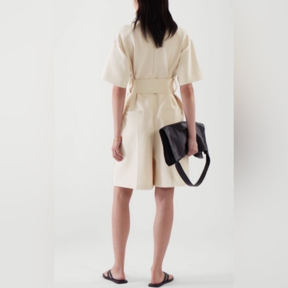 COS Open-collar short sleeve romper in Beige - Size S - Picture 3 of 8